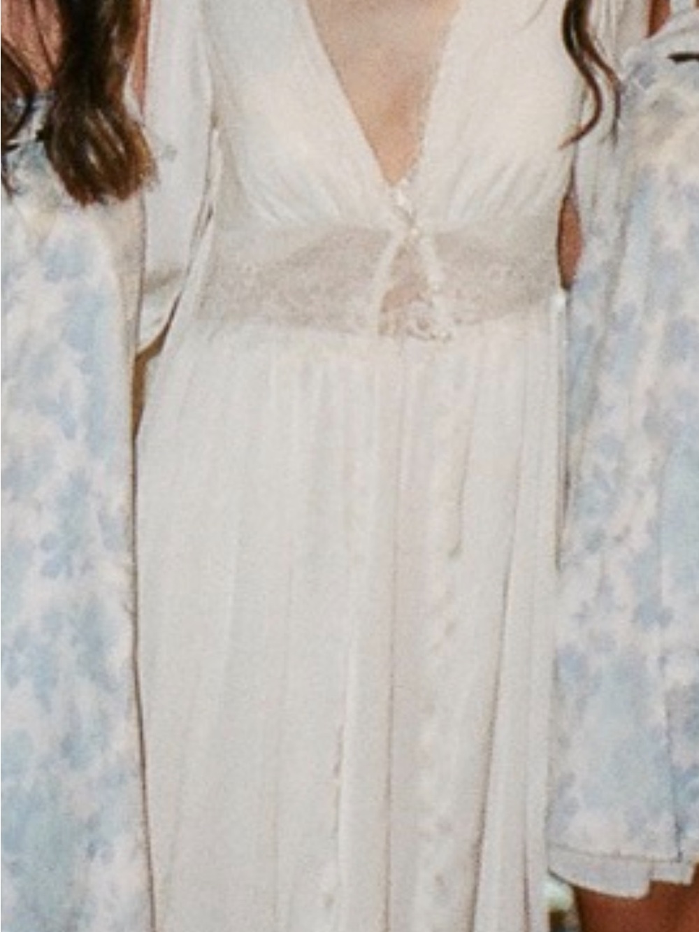 Women's Cream Lace-Trim Sleep Gown